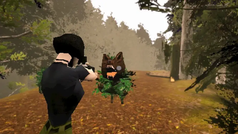 Aiming at a creature in the forest