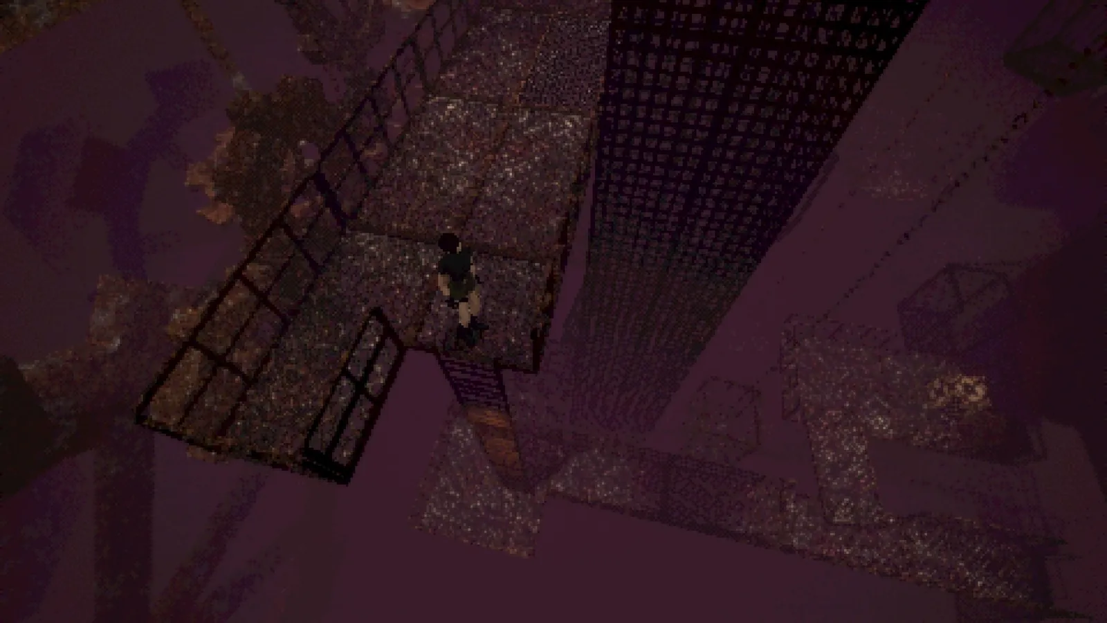Surreal industrial void — the school area