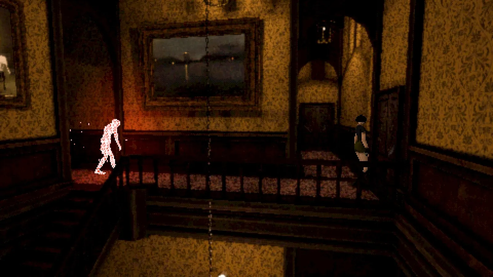 Ornate hallway — ghostly figure approaching