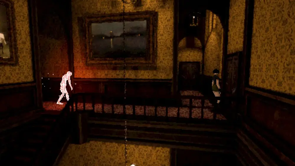 Ornate hallway — ghostly figure approaching