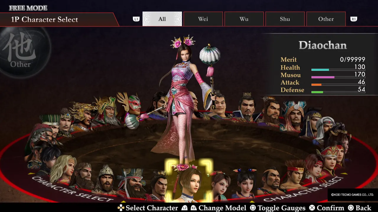 Character selection: Diaochan