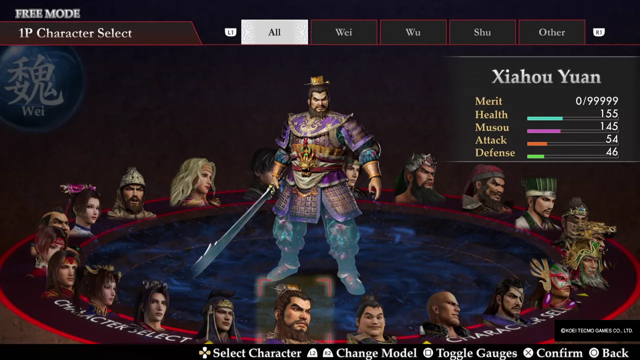 Character selection: Xiahou Yuan