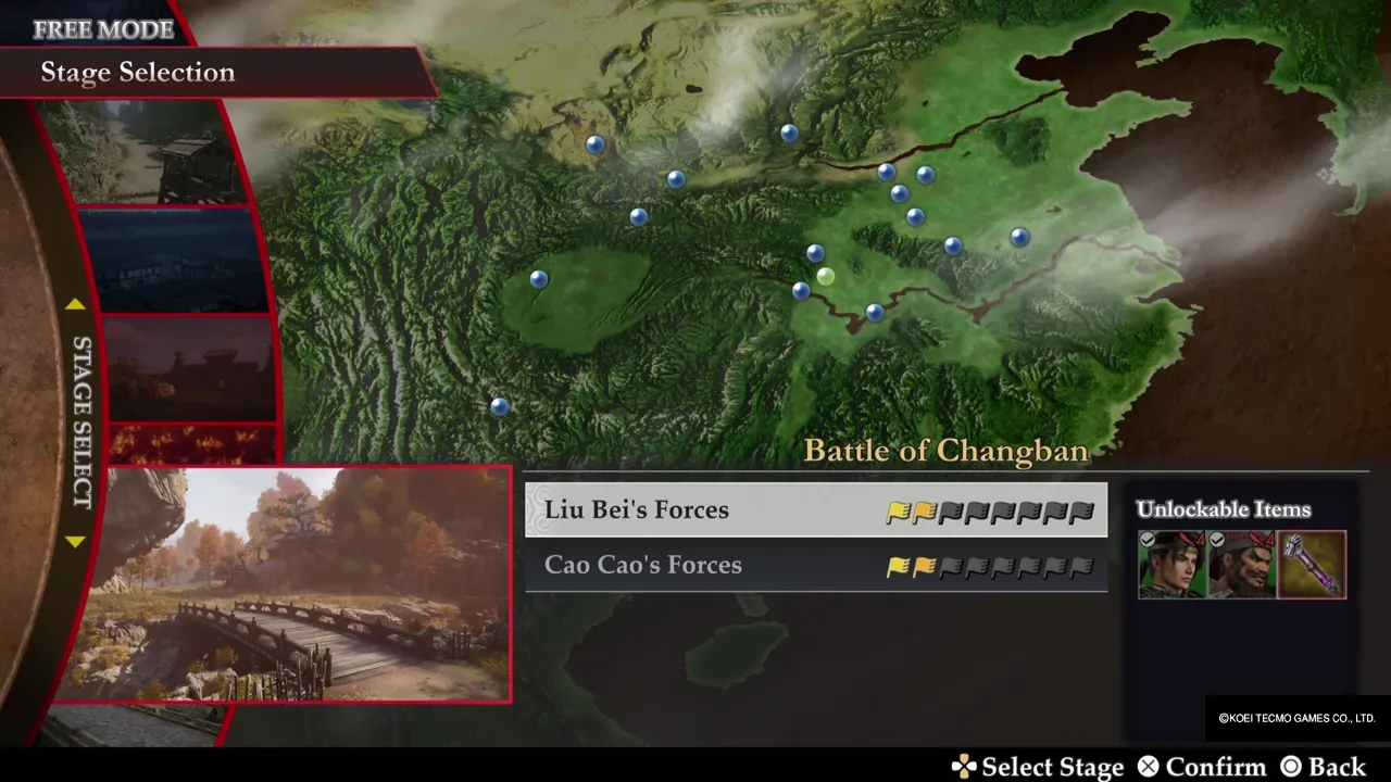 Free Mode stage selection: Battle of Changban, Liu Bei’s forces