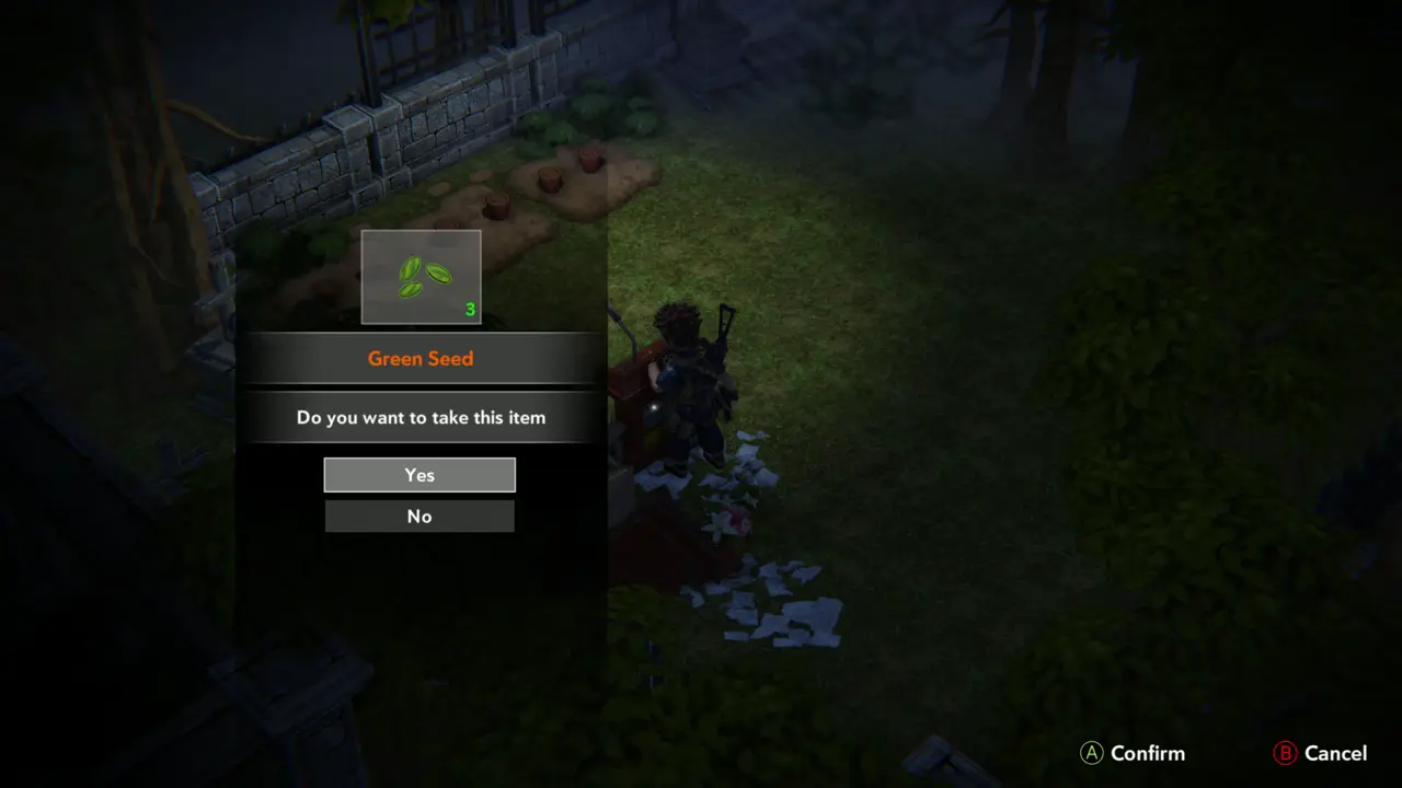 Green Seed pickup prompt