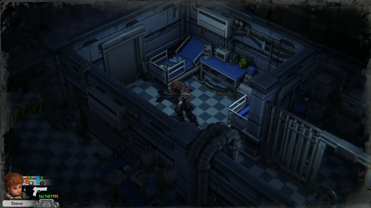 Blue tiled lab section