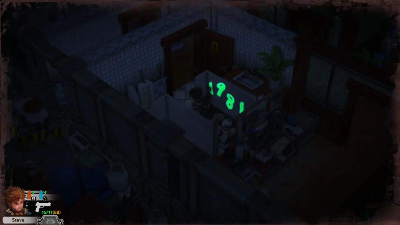 Green numbers glowing on wall