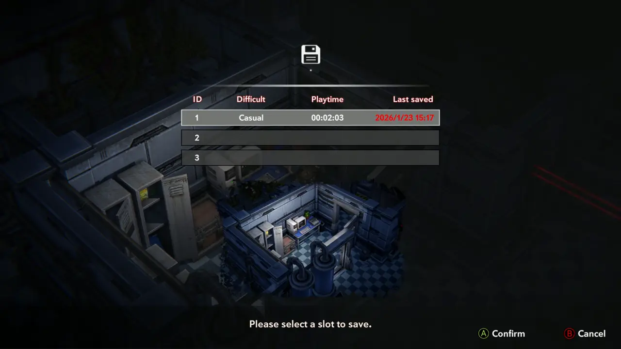 Save slot screen