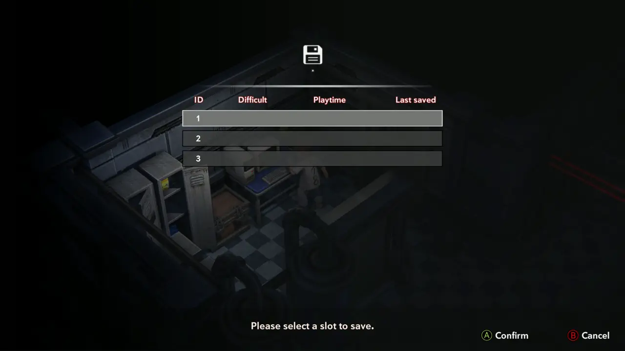 Save slot screen
