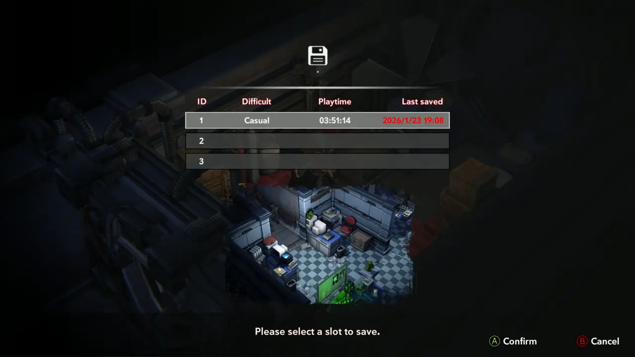 Save slot screen