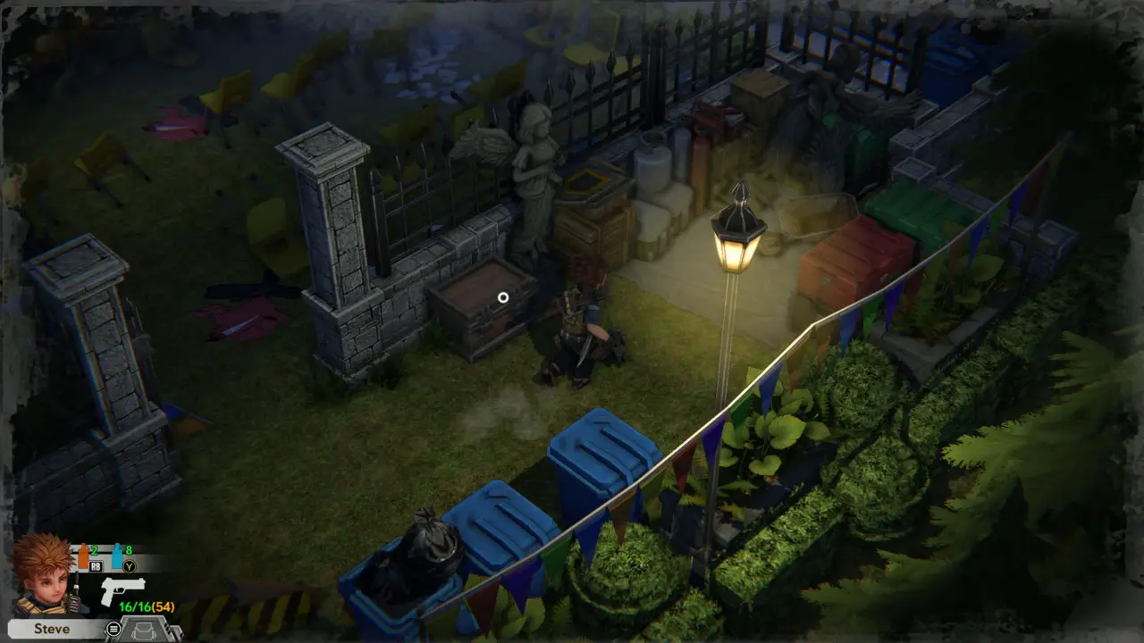 Garden with street lamp