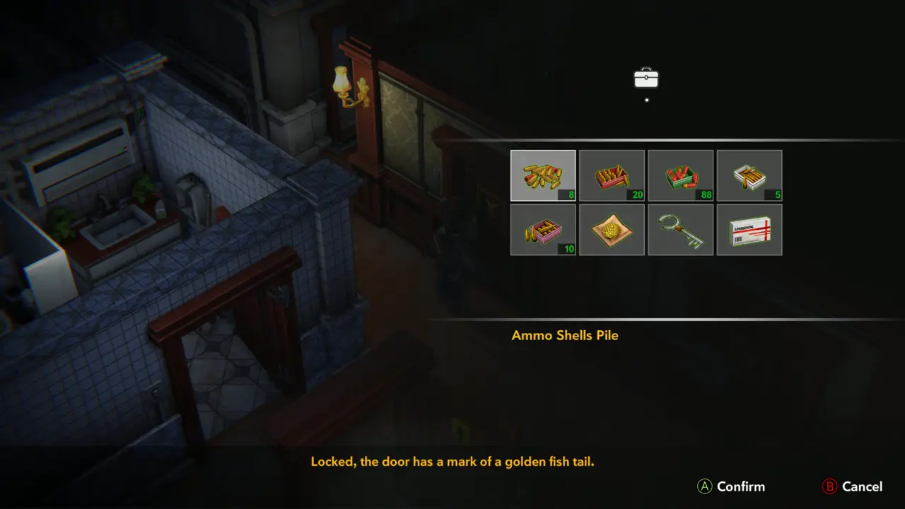 Golden fish tail door text