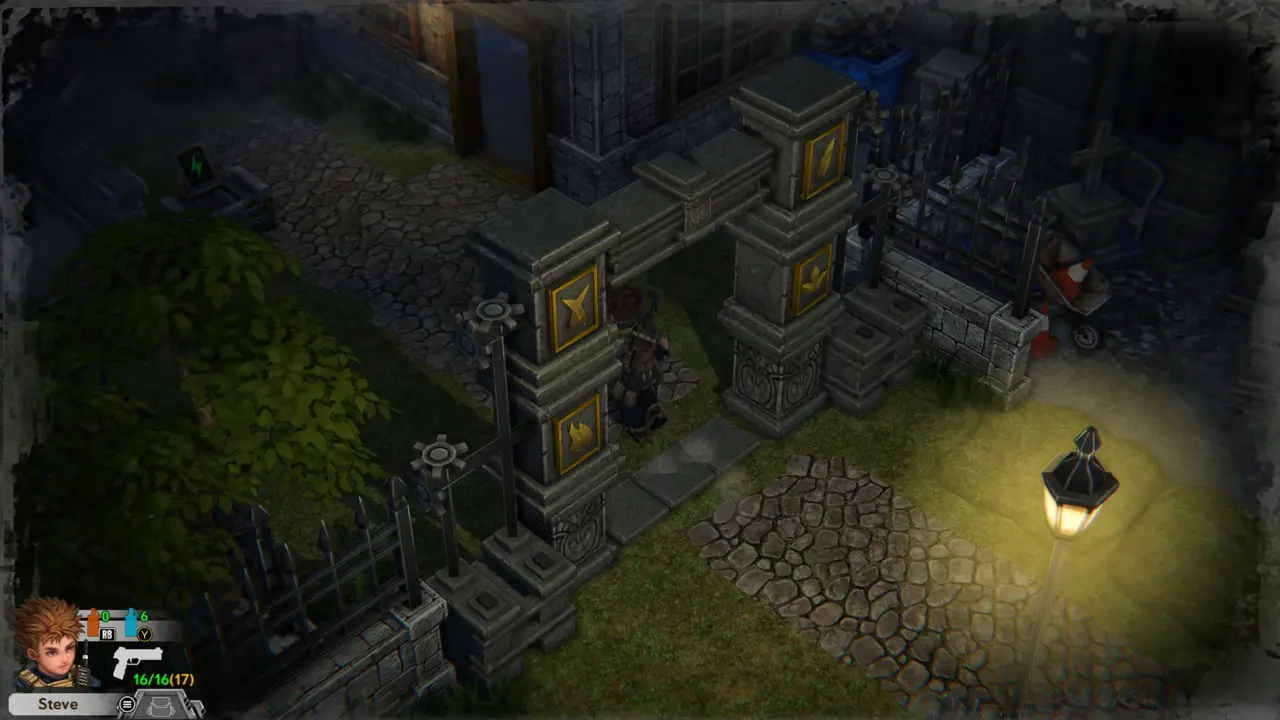 Lamp-lit path into the Cemetery