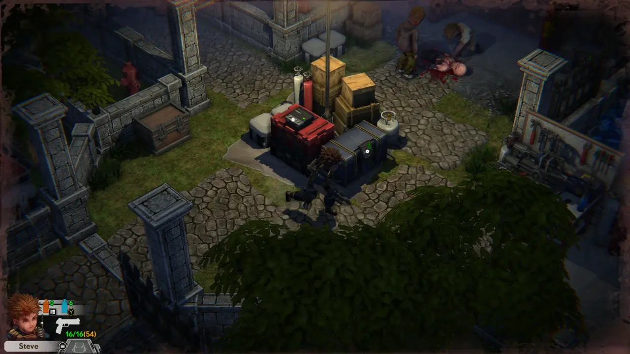 Crates and red container