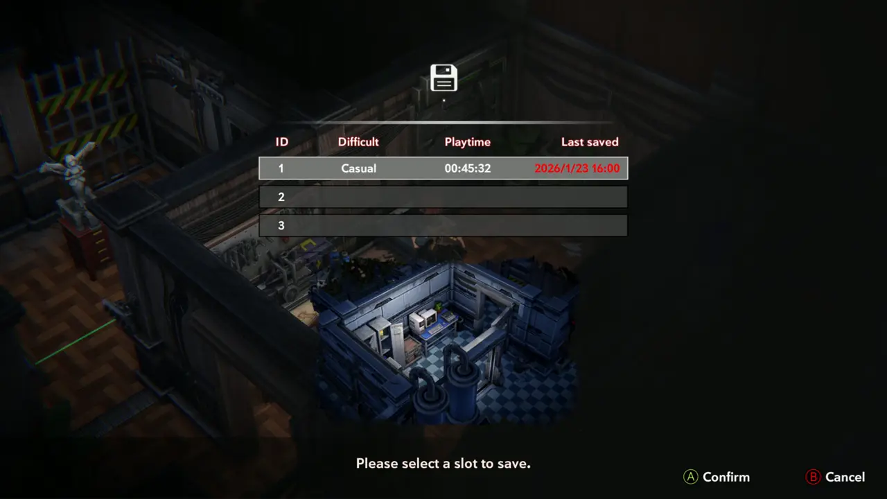 Save slot screen