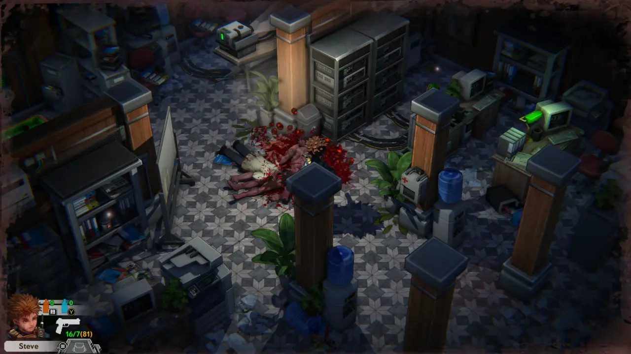 Dead zombie by server racks