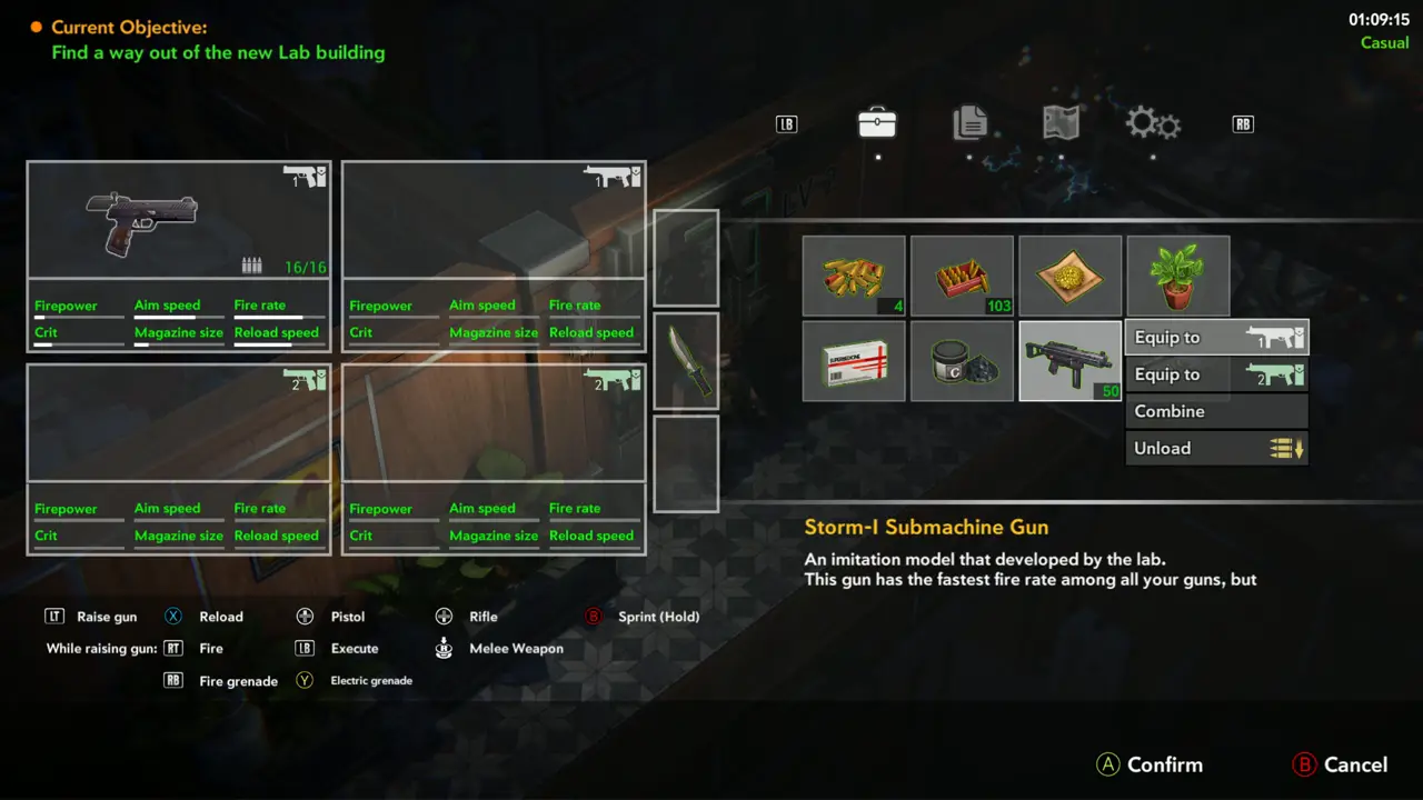 Storm-I equip menu