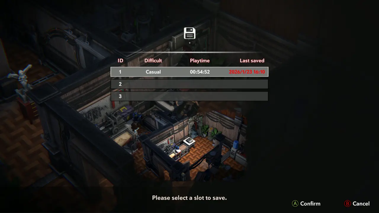 Save slot screen