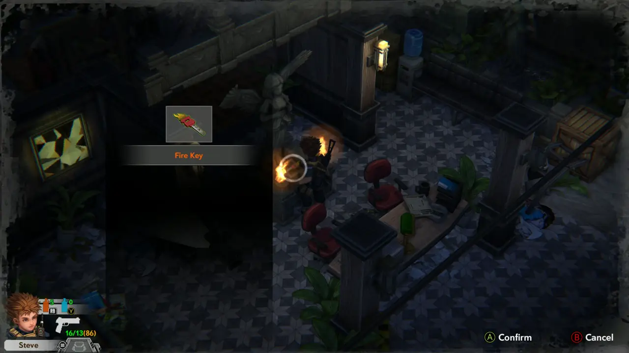 Fire Key prompt at the statue