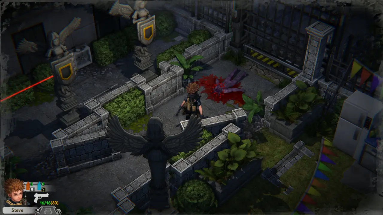 Winged shield statue