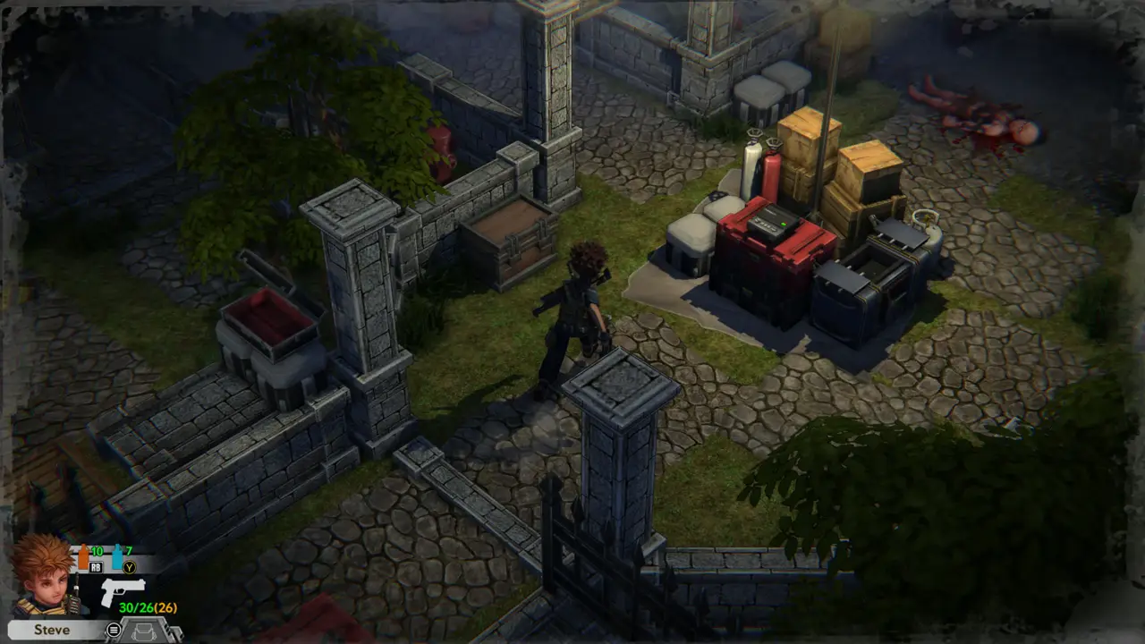 Courtyard with crates