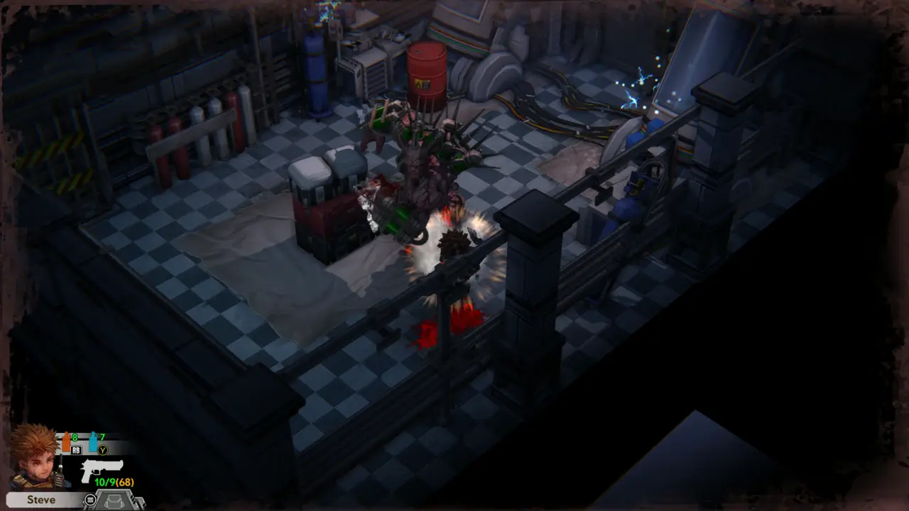 Mutants attack around the crates