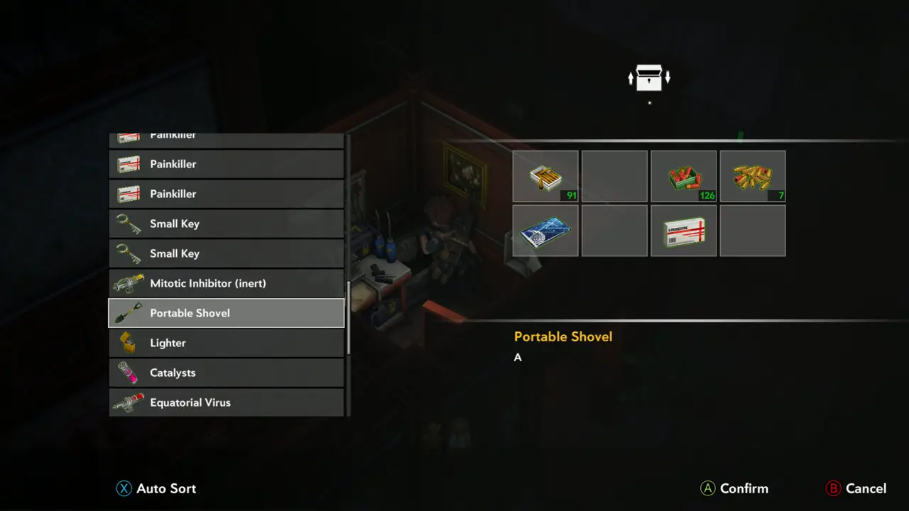 Storage list: Shovel, Lighter, Catalysts