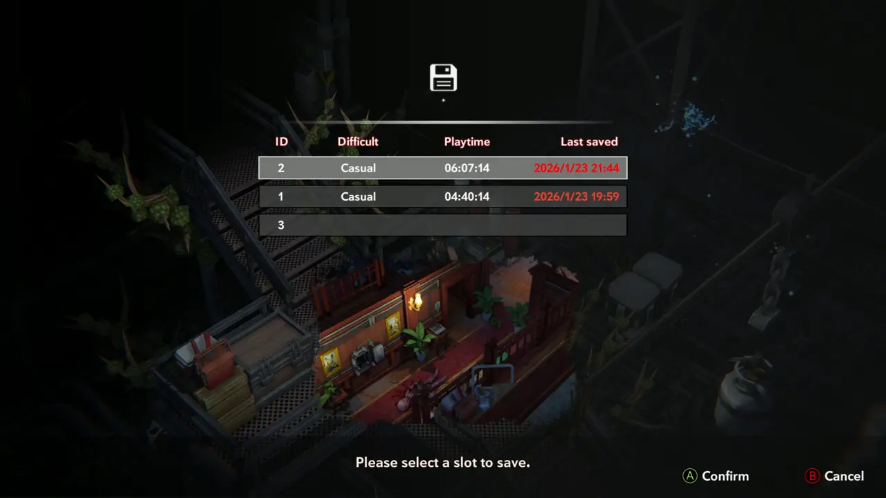 Save slot screen