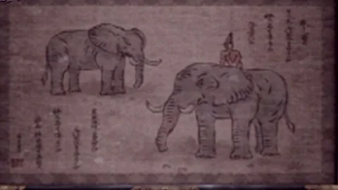 Stage 13 warehouse: the painting of two elephants
