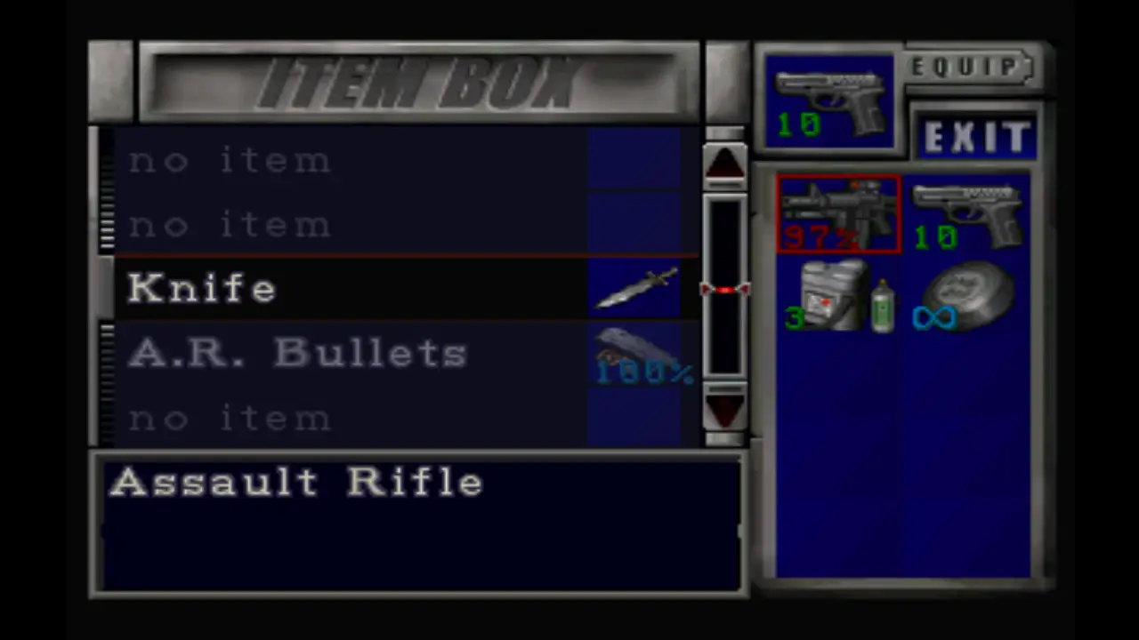 Knife waiting in the item box