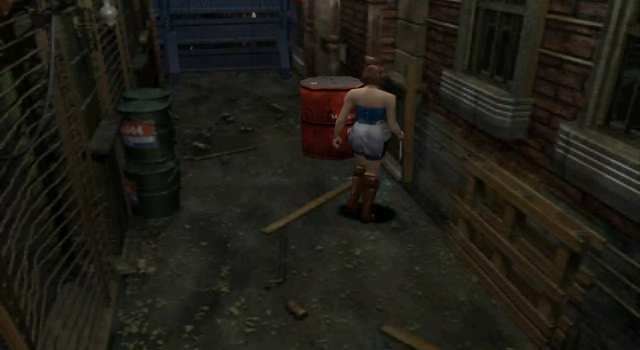 Alley with the explosive barrel