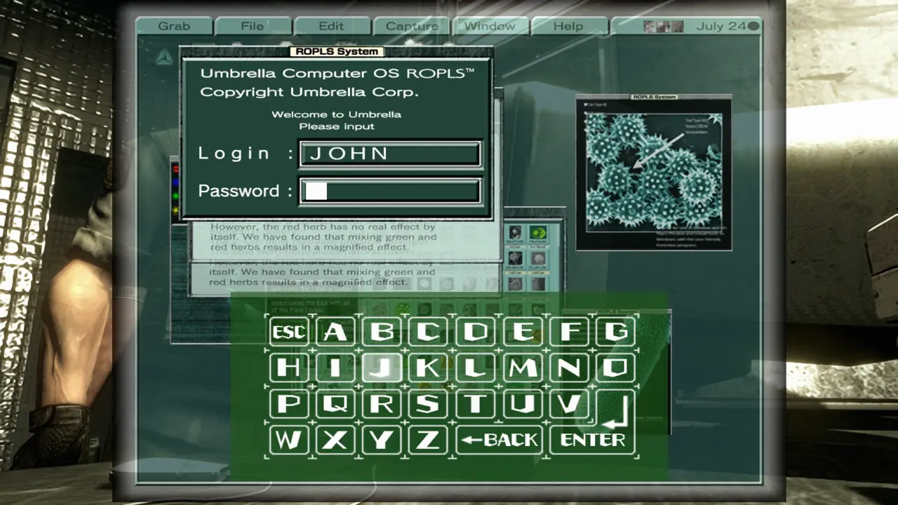 Login screen