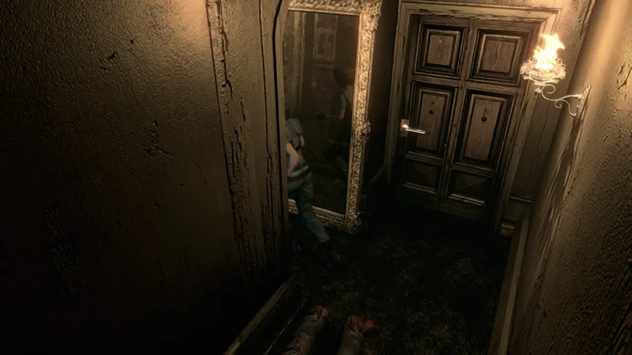 The big mirror at the corridor end
