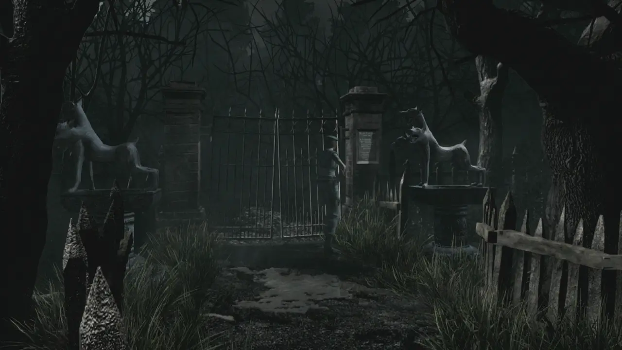 Dog statues at the gate