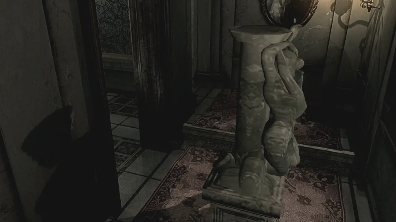Pushing the statue