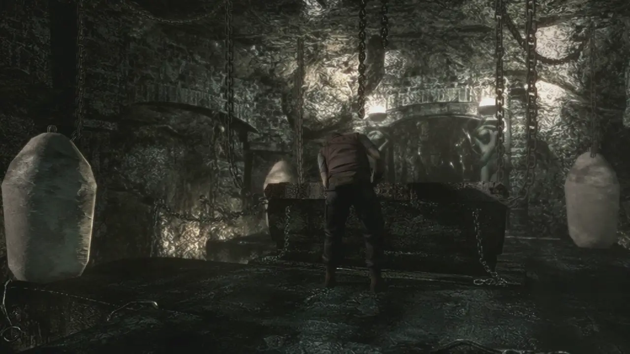 Barry examining the tomb