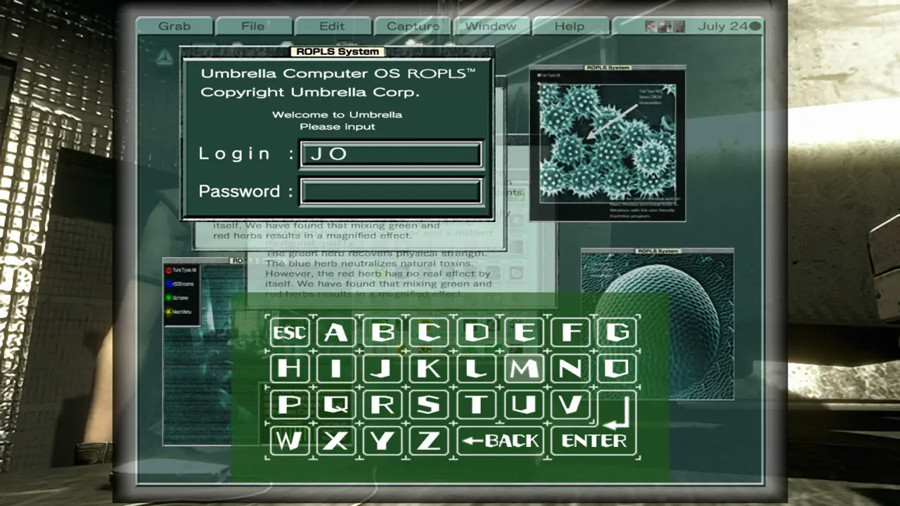 Login screen