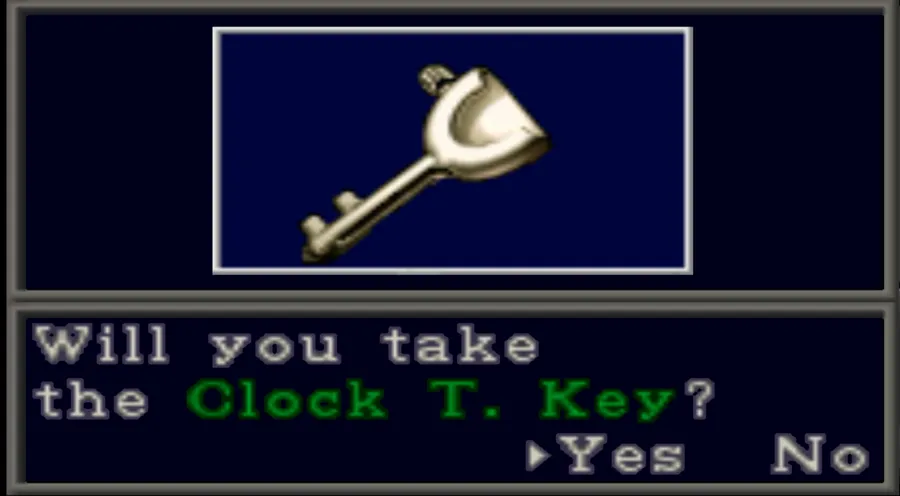 Clock Tower &mdash; the Clock T. Key behind the crooked picture
